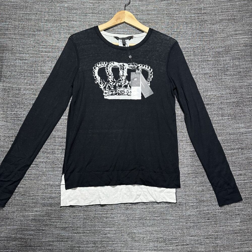 BCBG MAX AZRIA DIANNE Women's XS Reversible Crown INTARSIA Pullover DZB1T052